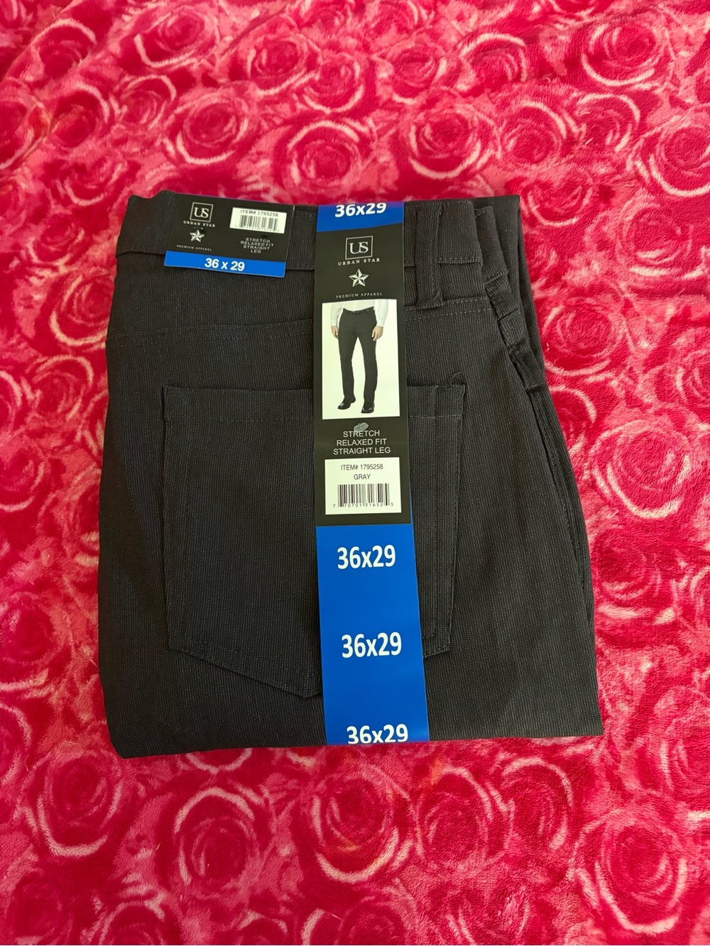 ❤️Urban Star Men's Stretch Relaxed Fit Straight Leg Pants, Gray, Size 36x29
New